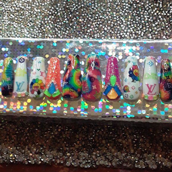 Handmade Hard Gel XL Coffin Press On Nails - Picture 5 of 9